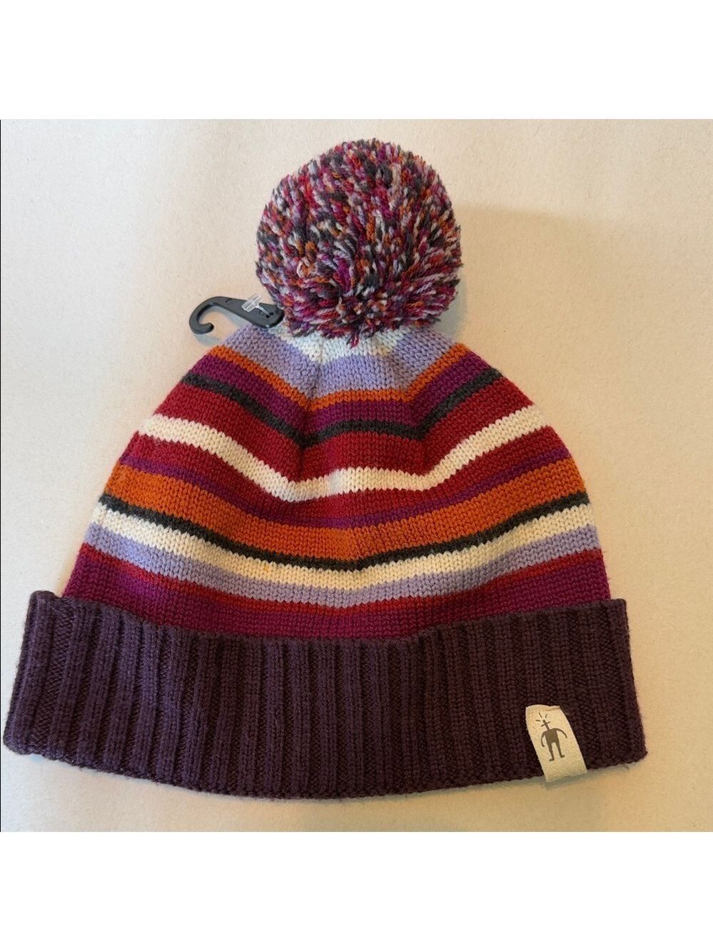 NWOT Smartwool Multicolor Striped Pom Beanie Adult One Size 100% Merino Wool